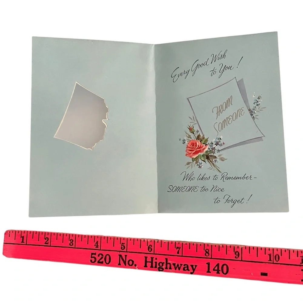 Unused Vintage Greeting Card Just Because Thinking Of You Floral Ephemera